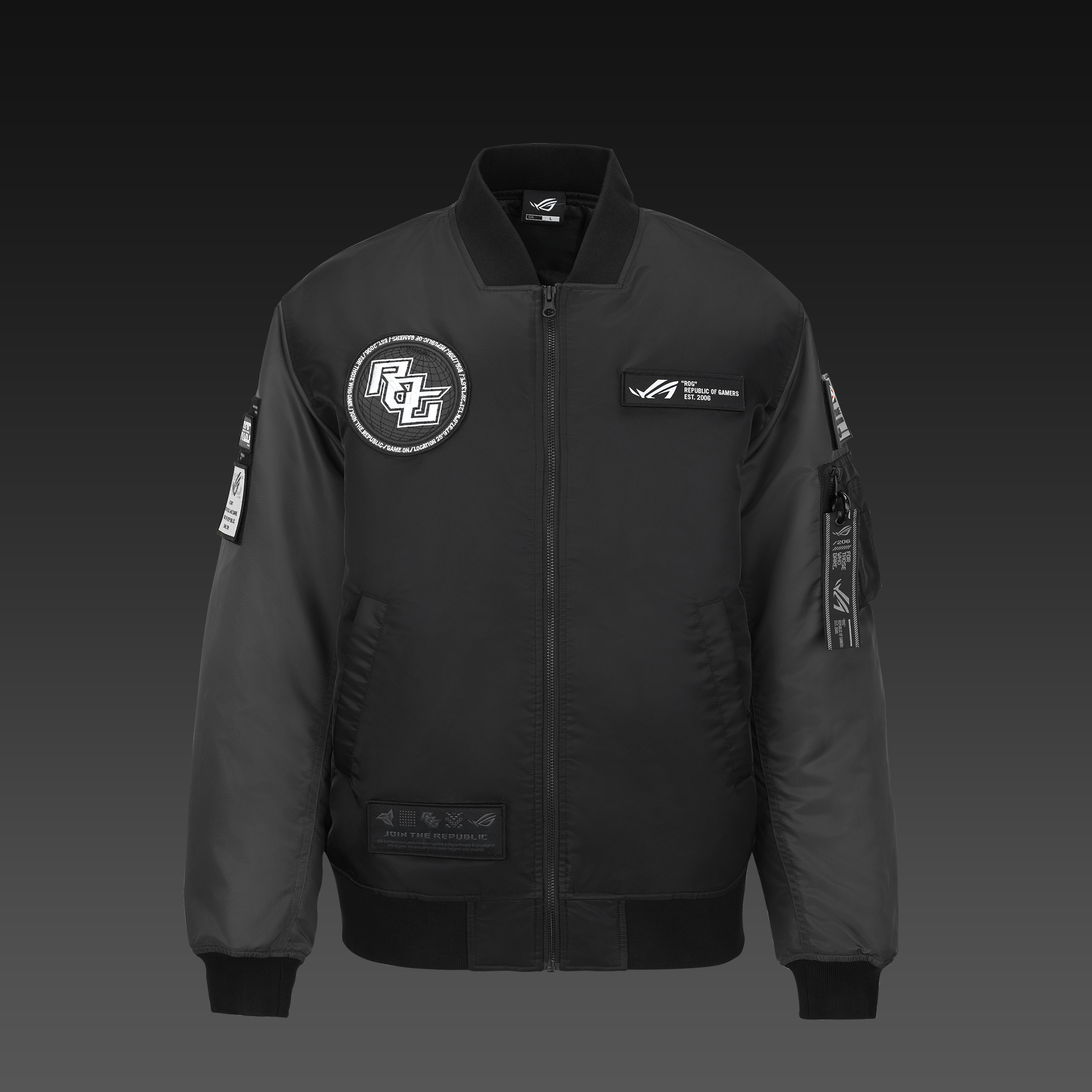 Asus   Rog   Cosmic   Bomber   Jacket   Regular   Fit   Sort   Grå     Small