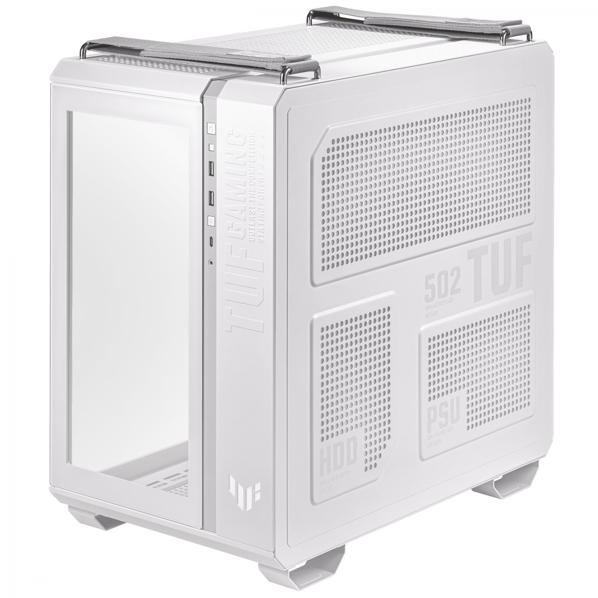 Asus   Tuf   Gaming   Gt502   Plus   Tempered   Glass   Dual   Chamber   Case   White   W    4x120mm   Pre - Installed   Argb   Fans