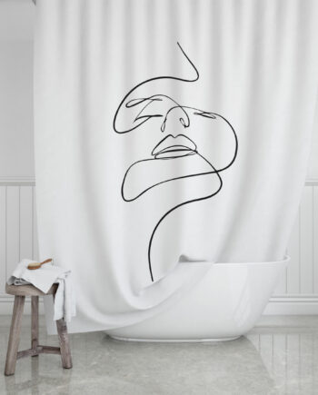 Badeforhæng    Line   Art    Hvid   Sort    180   X   200   Cm