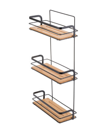 Badeværelseshylde   Bambus   Sort   Aluminium