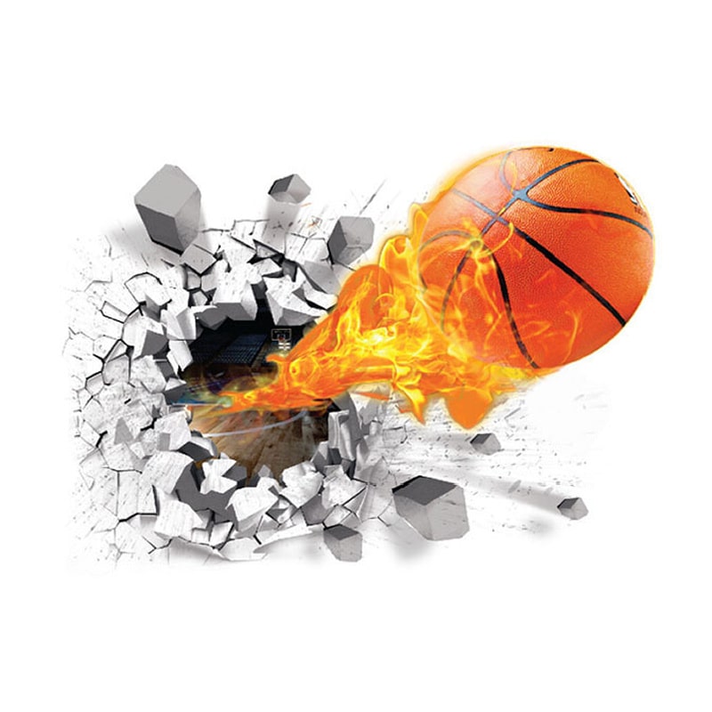Basketball   Wallsticker    Hul   I   Væggen    70x50cm