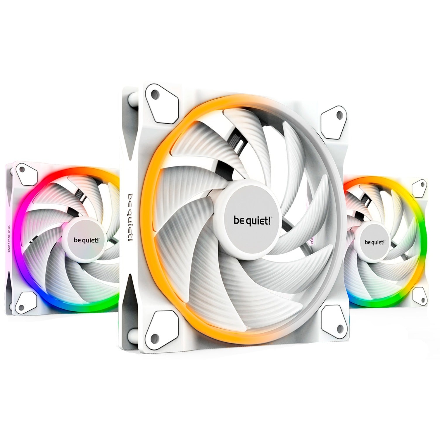 Be   Quiet    Light   Wings   White   140mm   Pwm   Triple   Pack    Case   Fan    White    Pack   Of        Incl    Argb   Hub