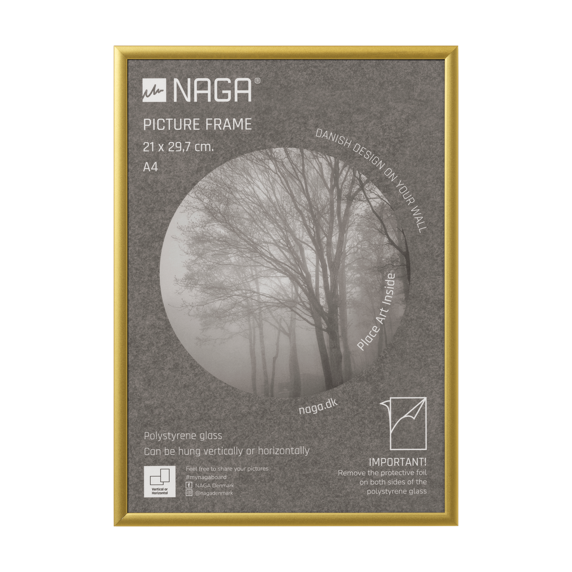 Billedramme    21x29       Cm    Mat   Guld