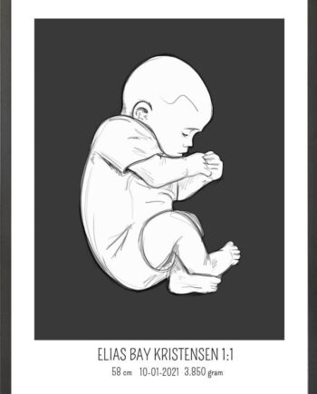 Birth Poster   Fødselsplakat  :  Fosterstilling Blå