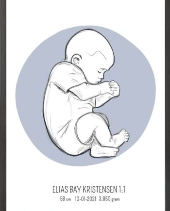 Birth Poster   Fødselsplakat  :  Fosterstilling Blå