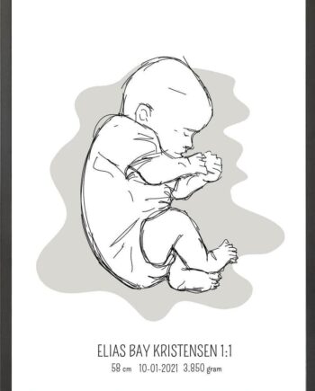 Birth Poster   Fødselsplakat  :  Fosterstilling Blå