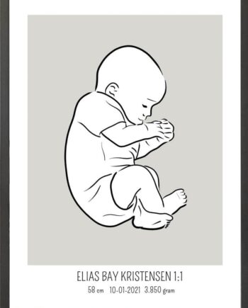 Birth Poster   Fødselsplakat  :  Fosterstilling Blå