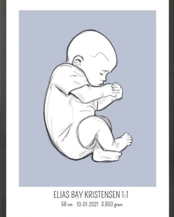 Birth Poster   Fødselsplakat  :  Fosterstilling Blå