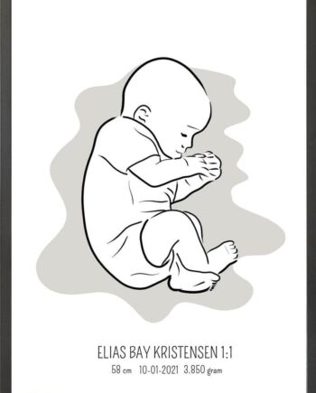 Birth Poster   Fødselsplakat  :  Fosterstilling Blå