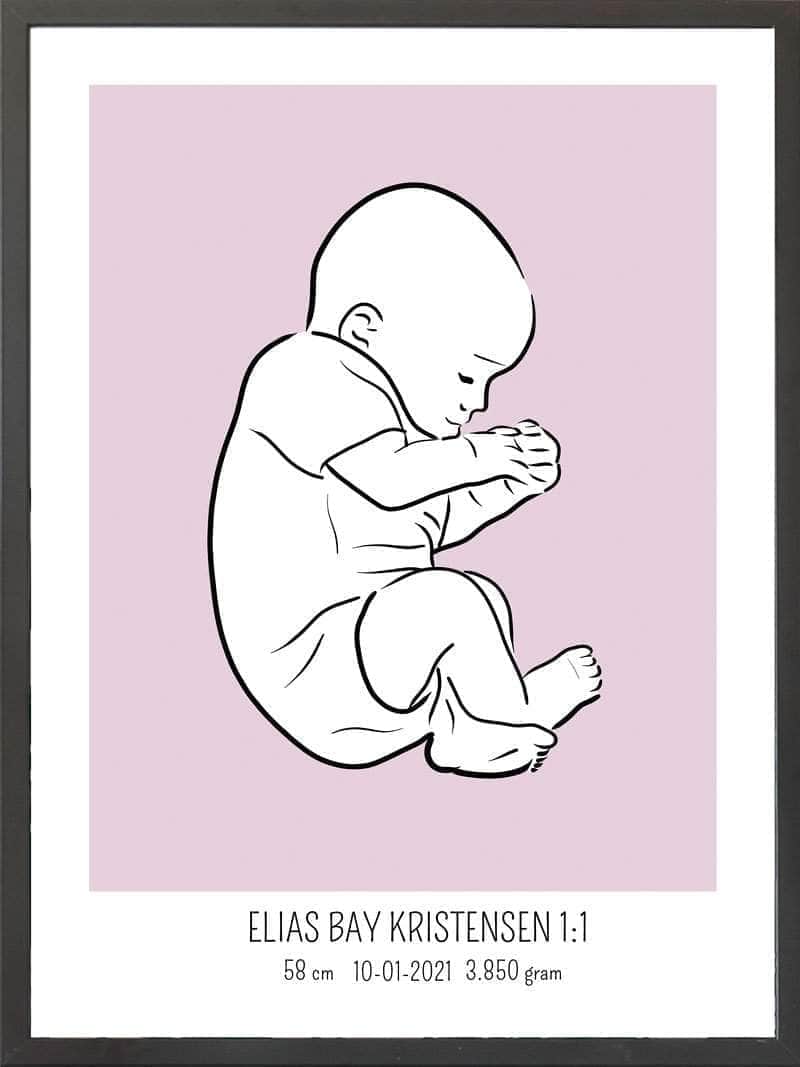 Birth Poster Fødselsplakat : Fosterstilling Blå
