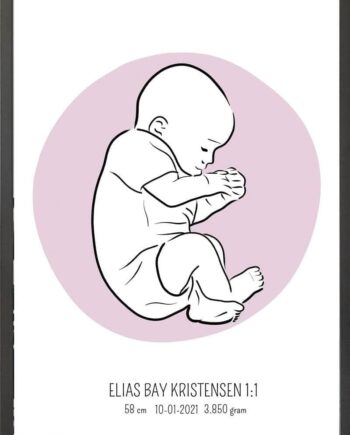 Birth Poster   Fødselsplakat  :  Fosterstilling Blå
