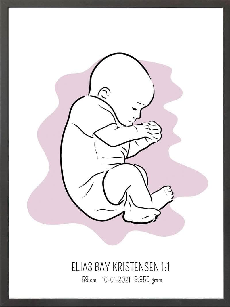 Birth Poster Fødselsplakat : Fosterstilling Blå
