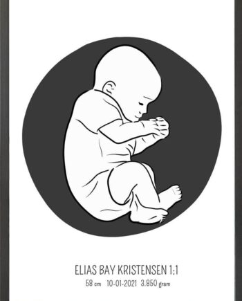 Birth Poster   Fødselsplakat  :  Fosterstilling Blå