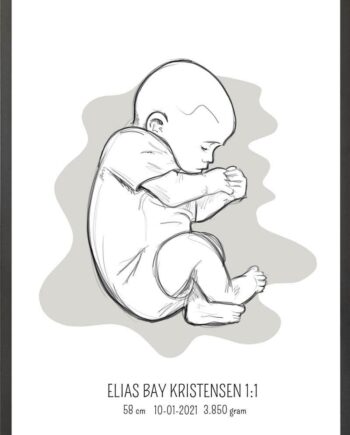 Birth Poster   Fødselsplakat  :  Fosterstilling Blå