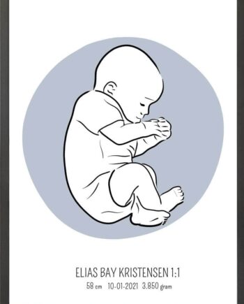 Birth Poster   Fødselsplakat  :  Fosterstilling Lyserød