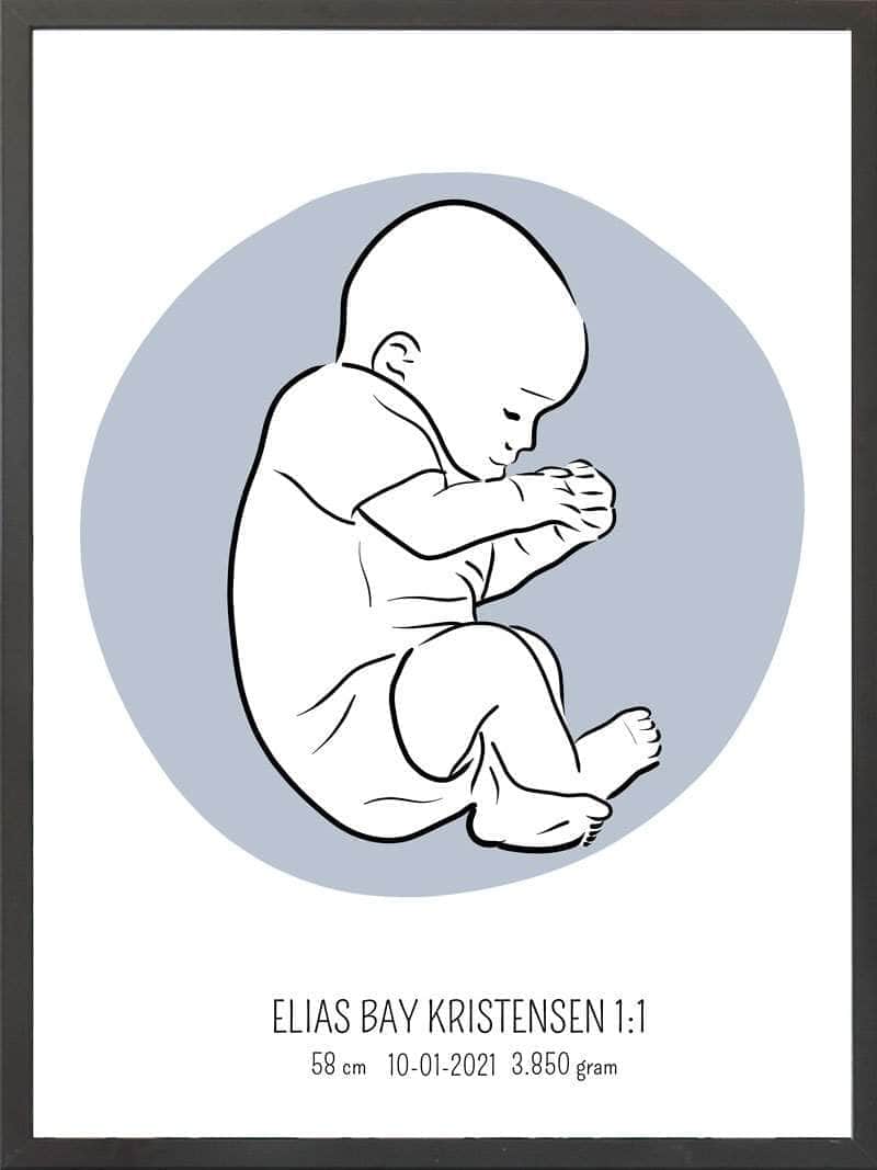 Birth Poster Fødselsplakat : Fosterstilling Lyserød
