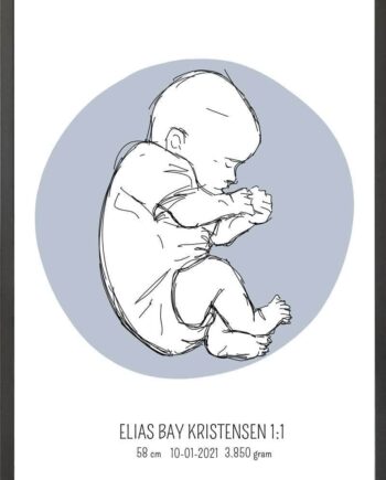 Birth Poster   Fødselsplakat  :  Fosterstilling Lyserød