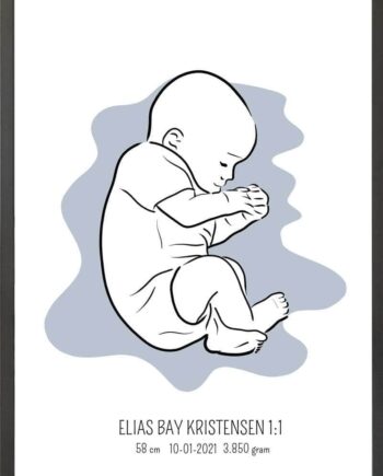 Birth Poster   Fødselsplakat  :  Fosterstilling Lyserød