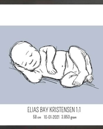 Birth   Poster     Fødselsplakat     :     Liggende   Blå