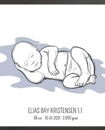 Birth   Poster     Fødselsplakat     :     Liggende   Blå