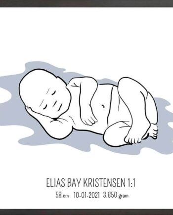 Birth   Poster     Fødselsplakat     :     Liggende   Blå