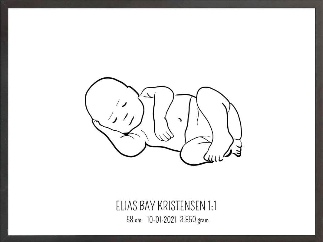 Birth Poster Fødselsplakat : Liggende Blå