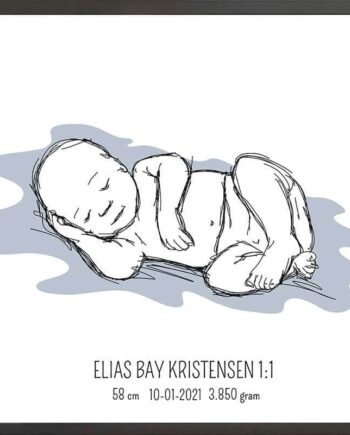Birth   Poster     Fødselsplakat     :     Liggende   Blå