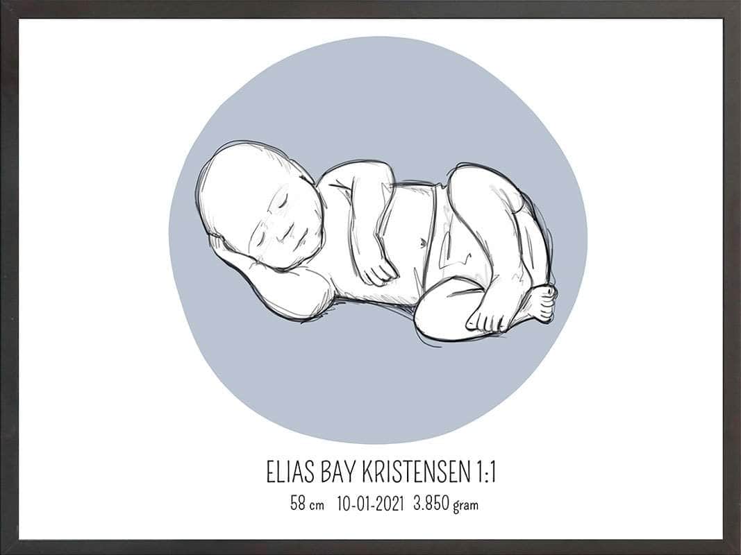 Birth Poster Fødselsplakat : Liggende Lyserød