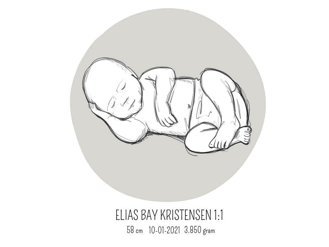 Birth Poster Fødselsplakat : Liggende Lyserød