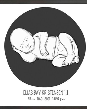 Birth Poster   Fødselsplakat  :  Liggende Lyserød