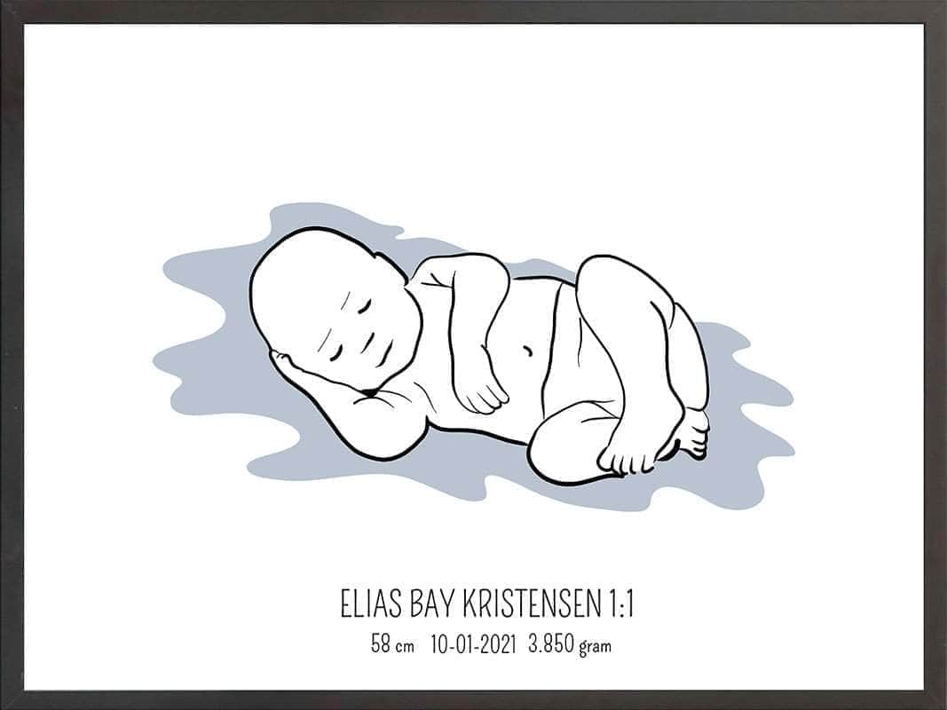 Birth Poster Fødselsplakat : Liggende Lyserød