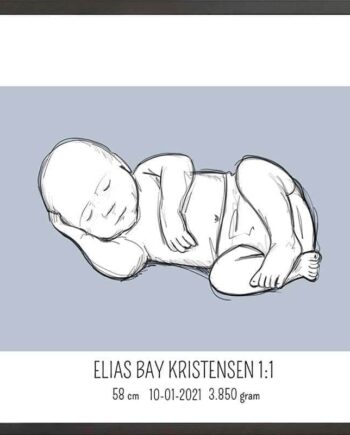 Birth Poster   Fødselsplakat  :  Liggende Lyserød