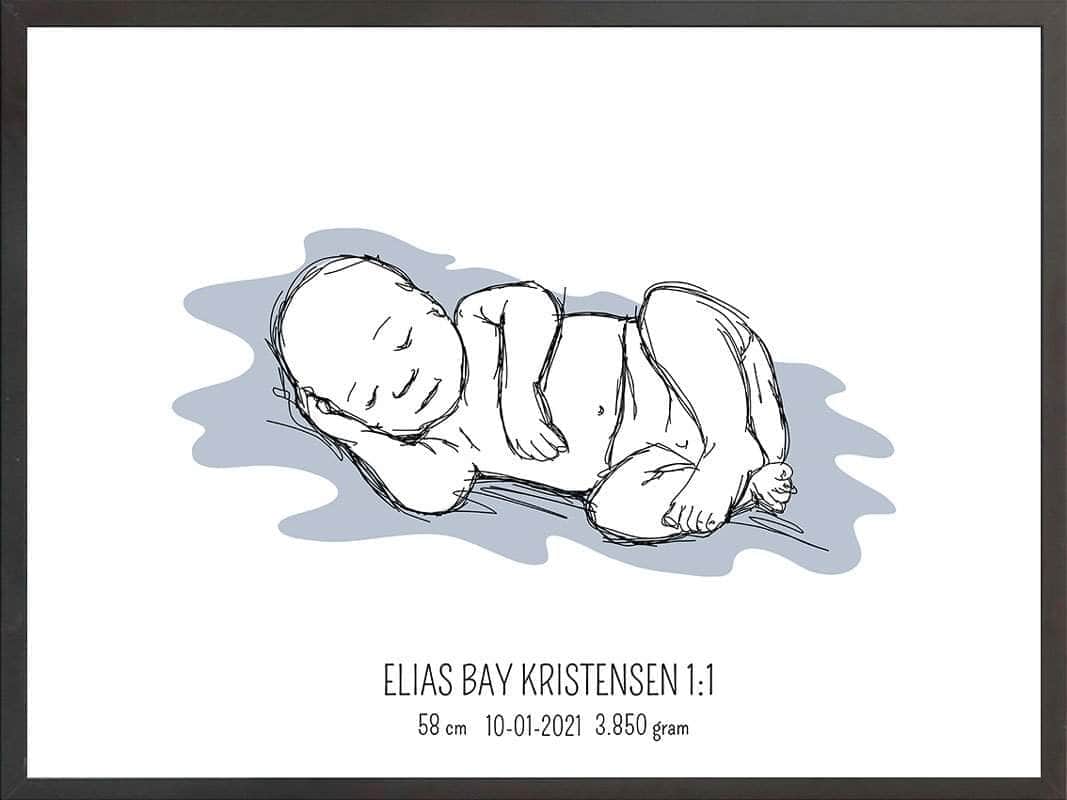 Birth Poster Fødselsplakat : Liggende Lyserød