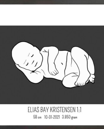 Birth Poster   Fødselsplakat  :  Liggende Lyserød