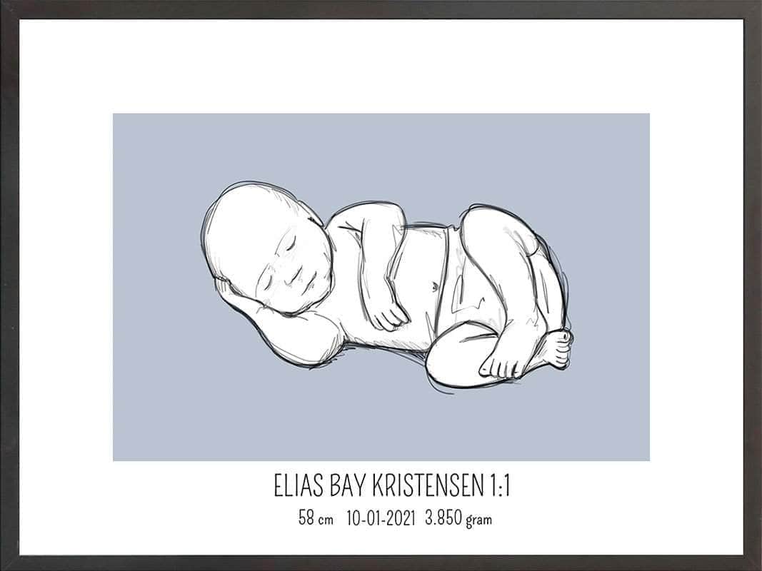 Birth Poster Fødselsplakat : Liggende Lyserød