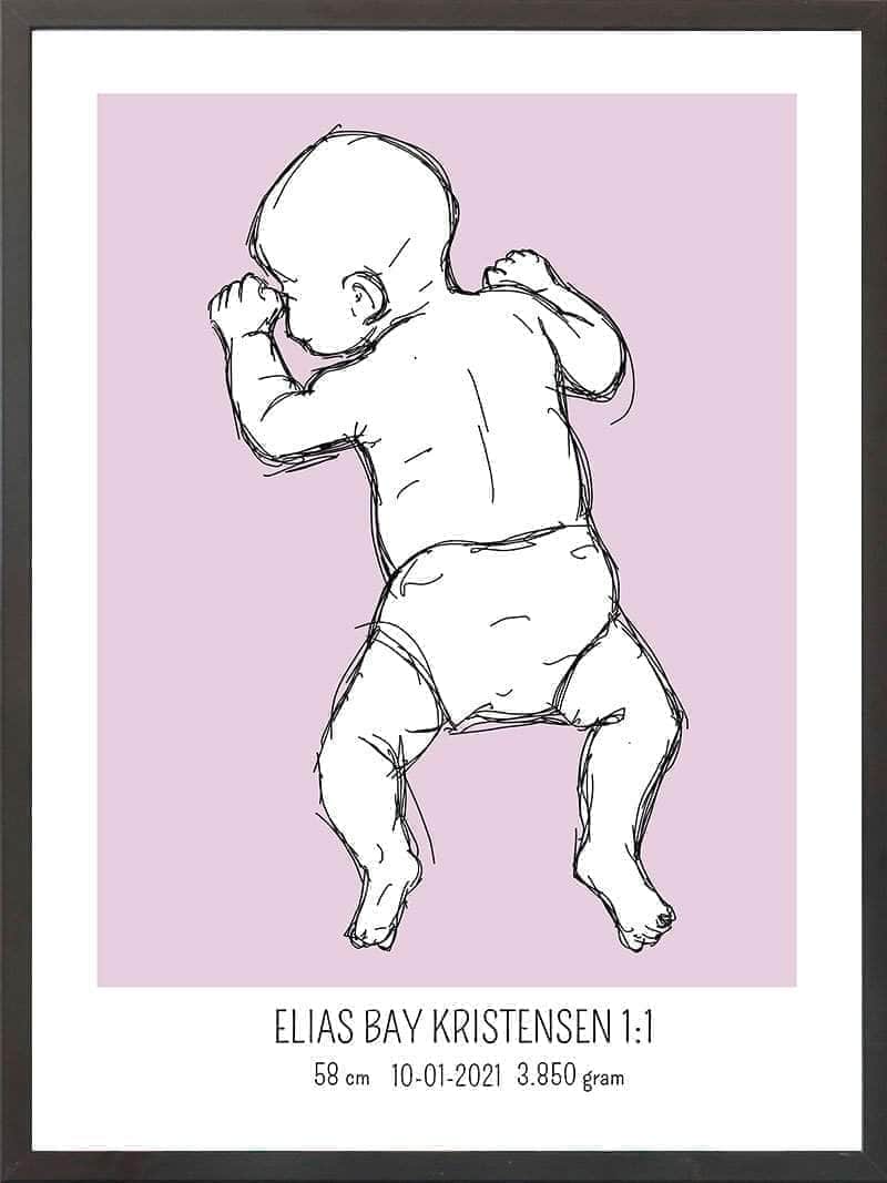 Birth Poster Fødselsplakat : På Maven Blå