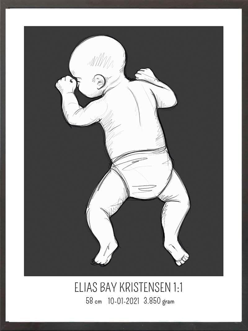 Birth Poster Fødselsplakat : På Maven Blå