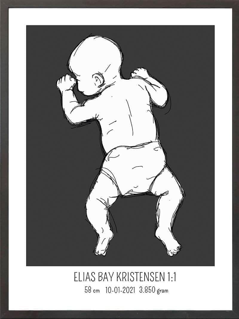 Birth Poster Fødselsplakat : På Maven Blå