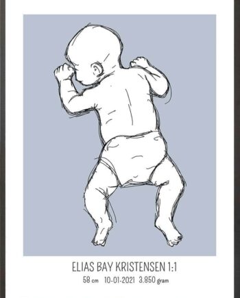 Birth Poster   Fødselsplakat  :  På Maven Blå