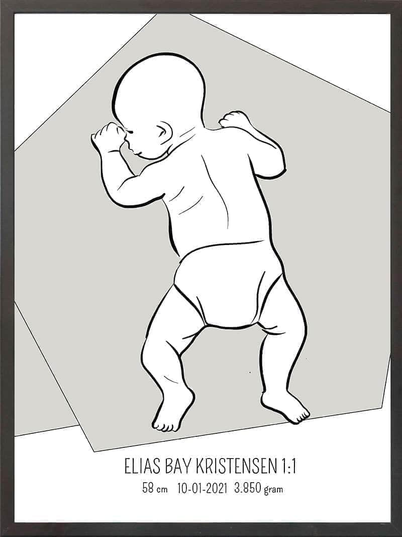 Birth Poster Fødselsplakat : På Maven Blå