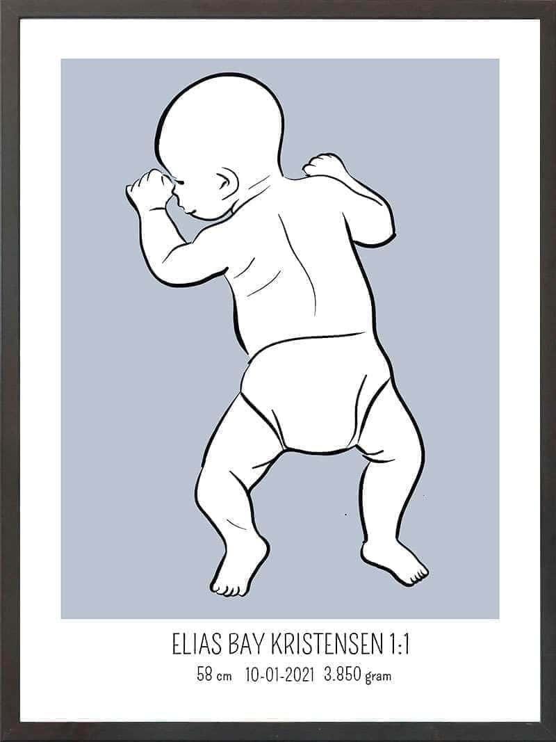 Birth Poster Fødselsplakat : På Maven Blå