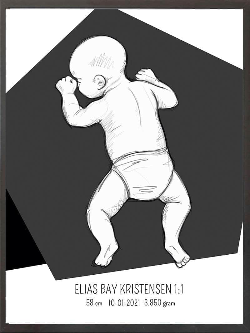 Birth Poster Fødselsplakat : På Maven Blå