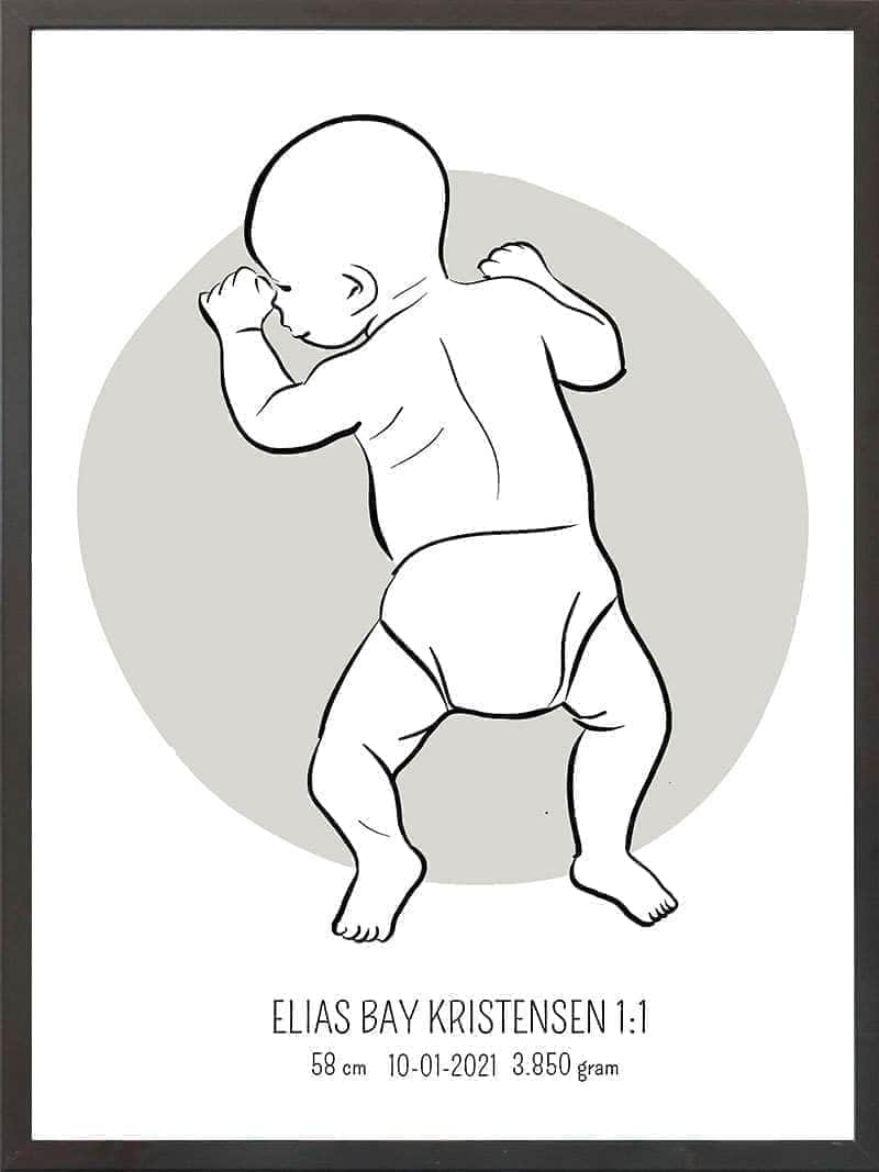Birth Poster Fødselsplakat : På Maven Blå