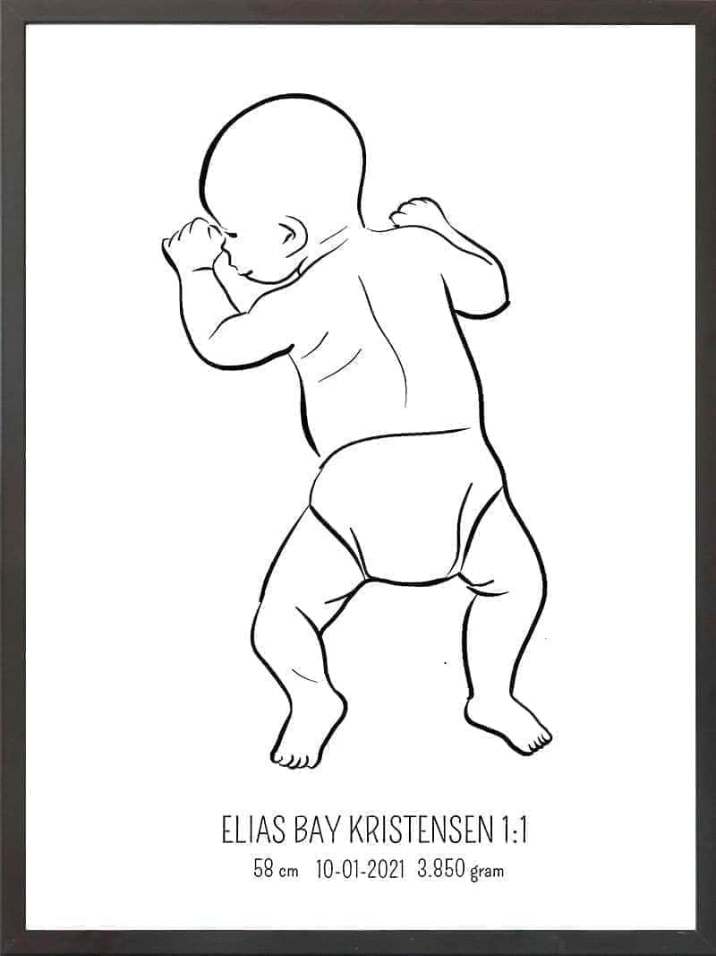 Birth Poster Fødselsplakat : På Maven Blå