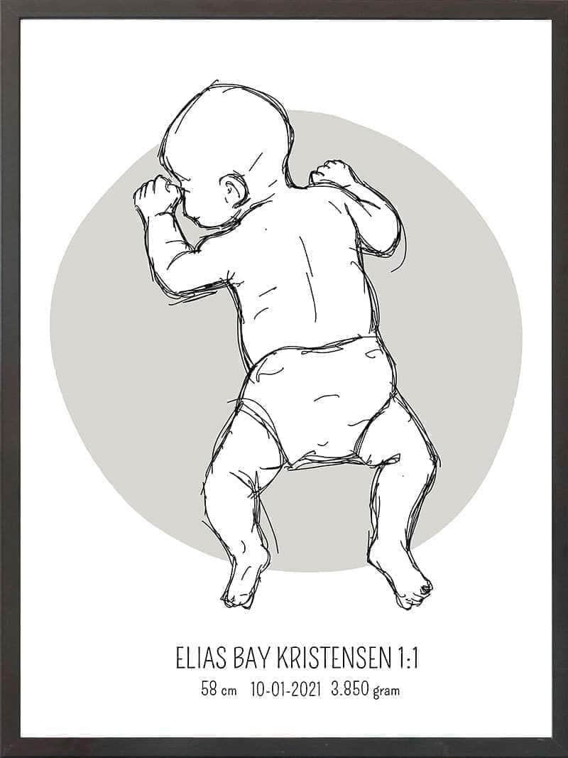 Birth Poster Fødselsplakat : På Maven Blå