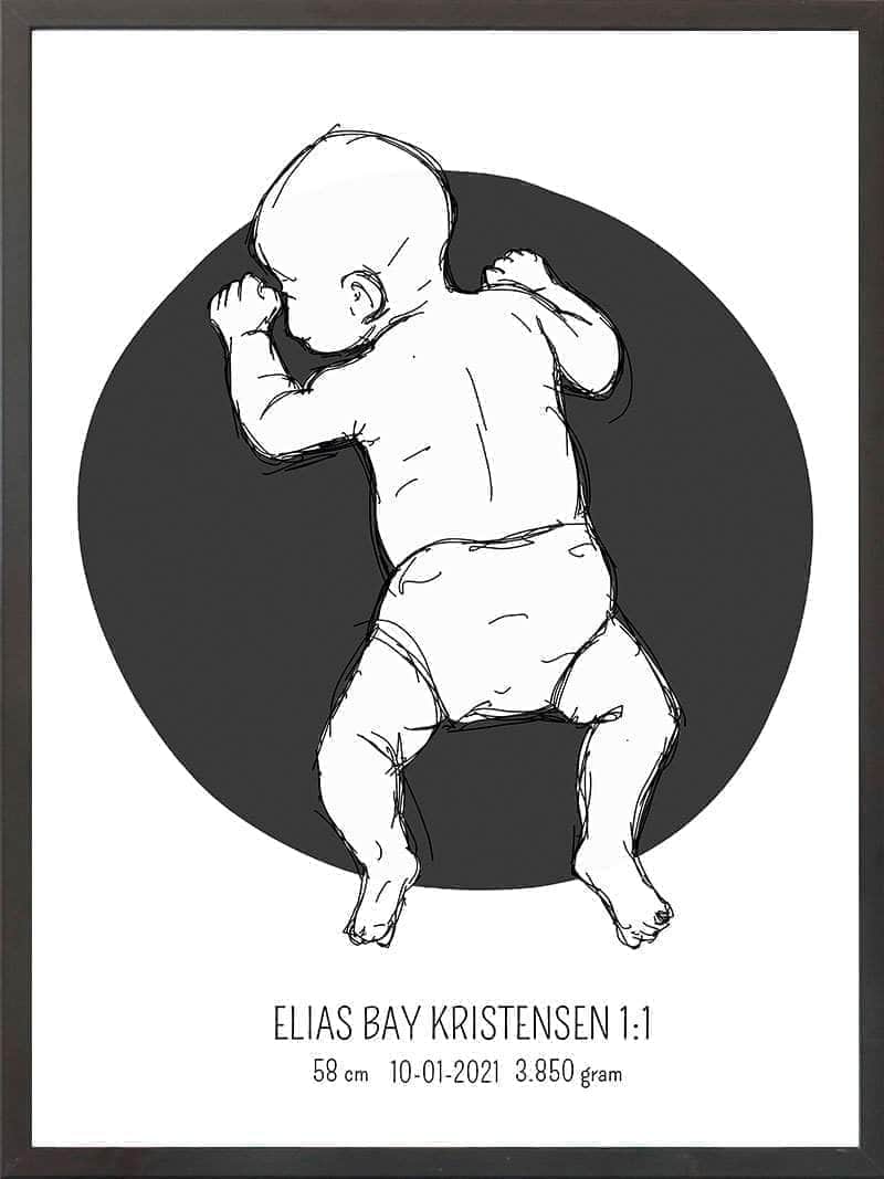 Birth Poster Fødselsplakat : På Maven Blå