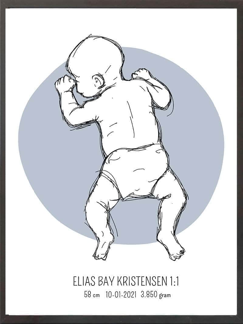 Birth Poster Fødselsplakat : På Maven Blå
