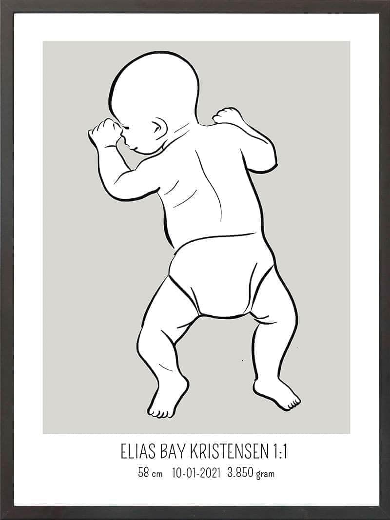 Birth Poster Fødselsplakat : På Maven Blå