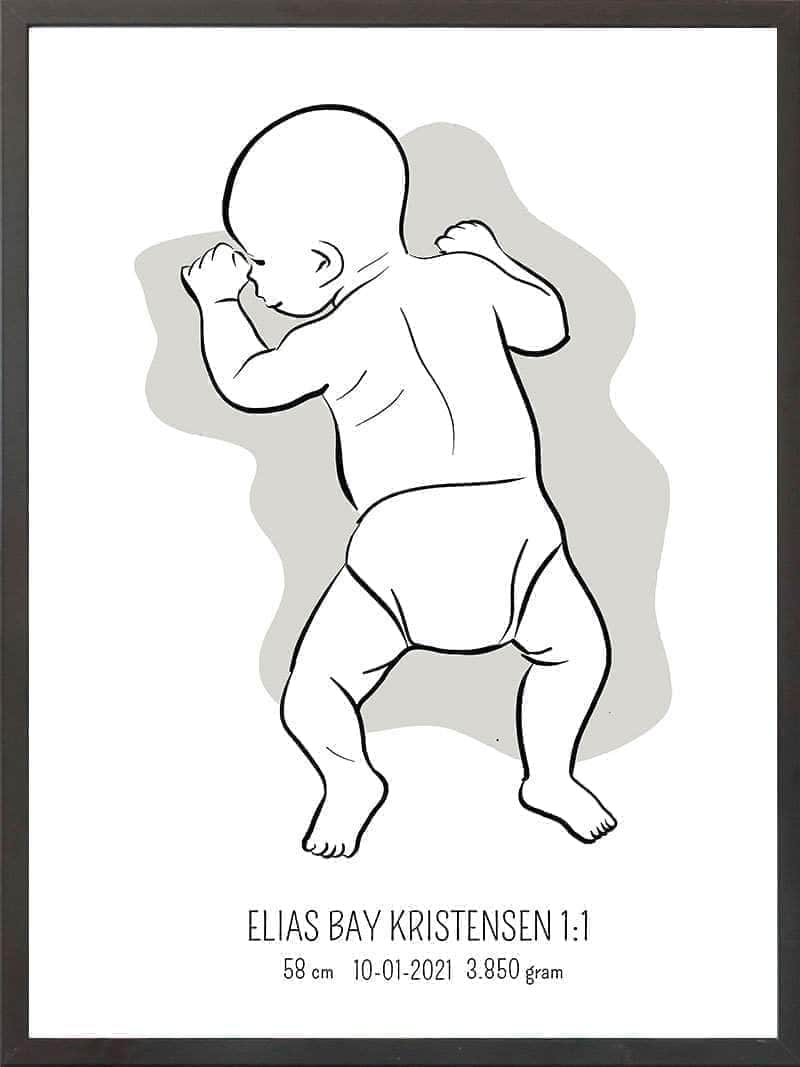 Birth Poster Fødselsplakat : På Maven Blå