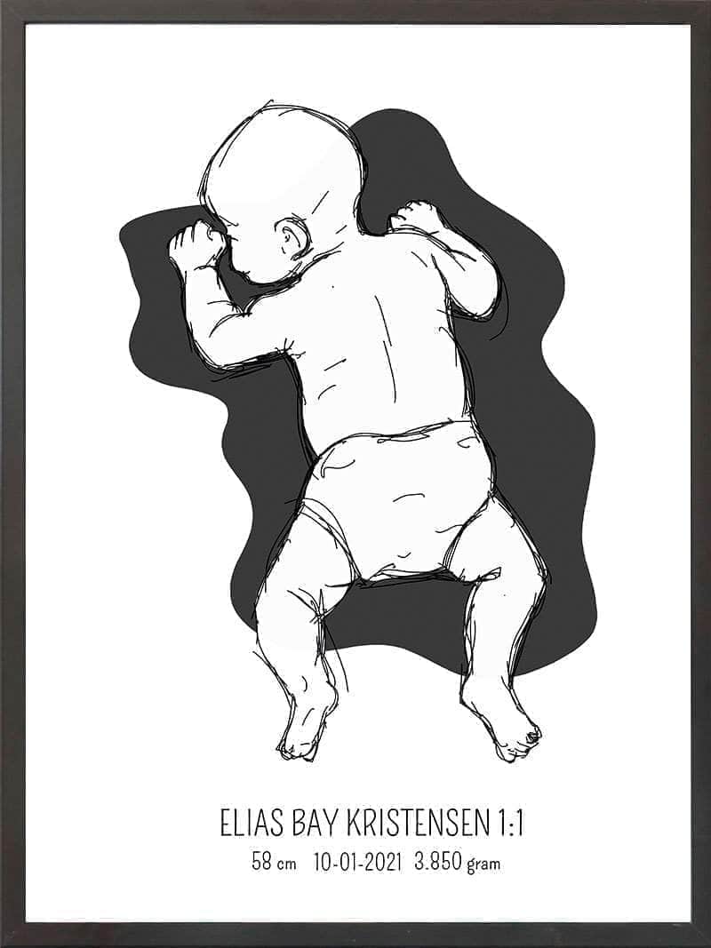 Birth Poster Fødselsplakat : På Maven Blå